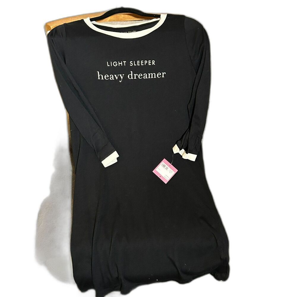 Kate Spade Night Shirt PJ Pajama's Light Sleeper Large NWT L Black